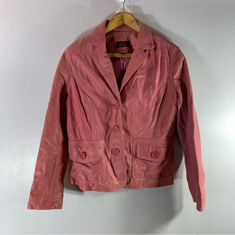Danier 90s pink button up leather jacket vest